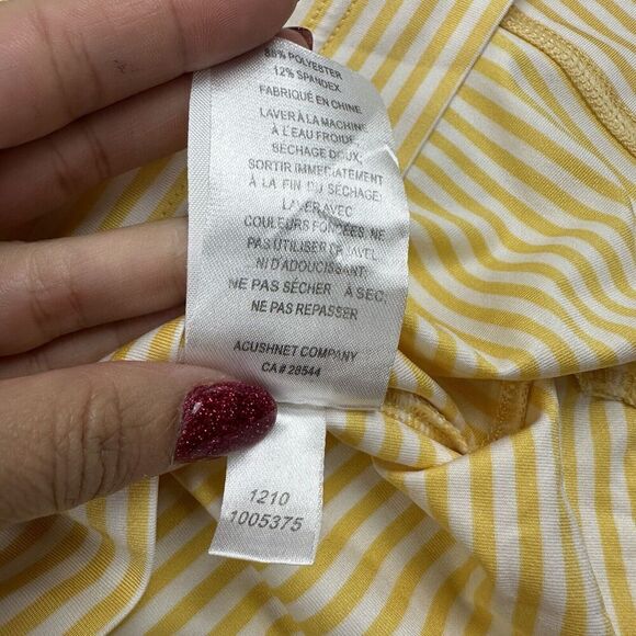 Foot Joy FJ Pro Dry Lisle Polo Shirt Size L Yellow White Striped S/S Stretch - Picture 7 of 9